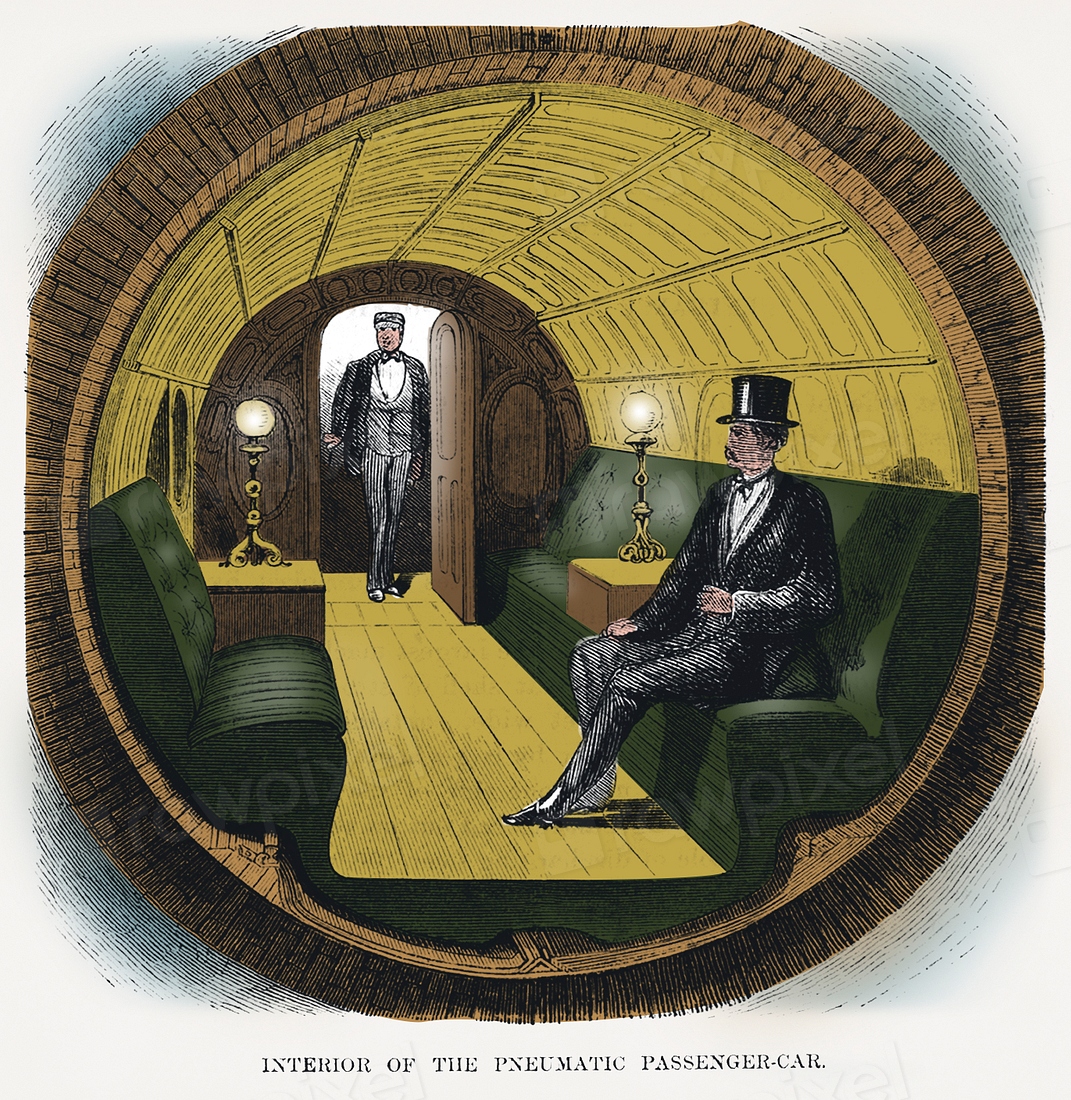 Vintage Illustration of interior of the pneumatic Premium PSD