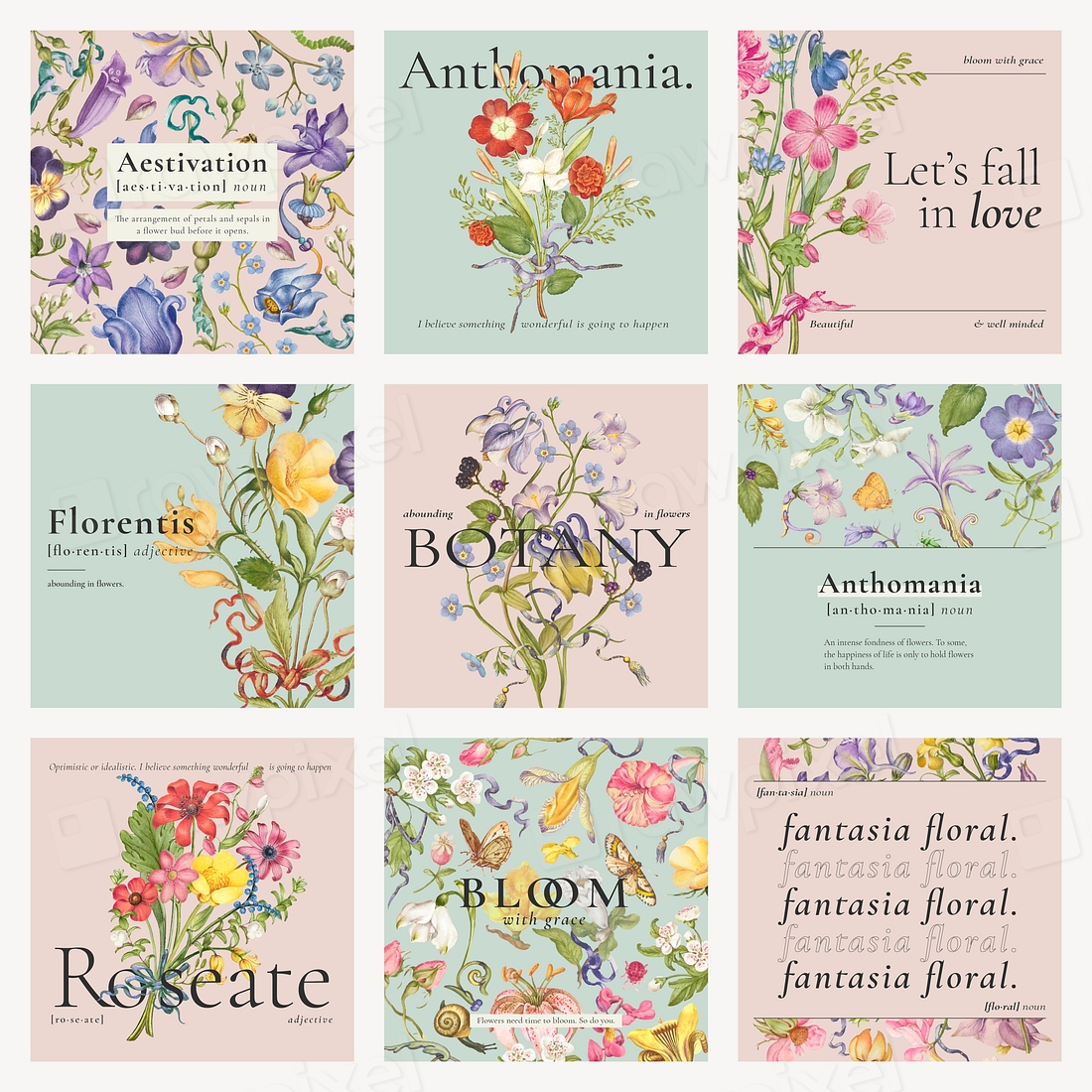 Editable aesthetic floral template psd | Premium PSD - rawpixel