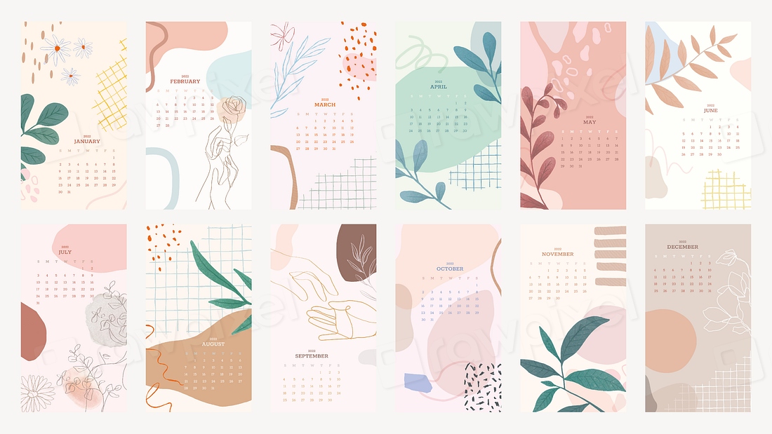 Pastel floral & botanical yearly | Premium PSD - rawpixel