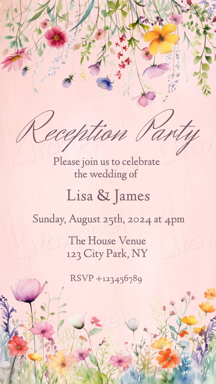 Reception invitation card template | Free Photo - rawpixel