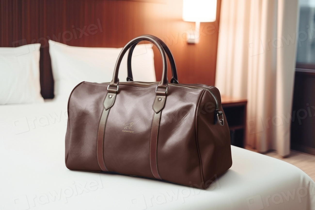 Leather duffle bag mockup psd Premium PSD Mockup rawpixel