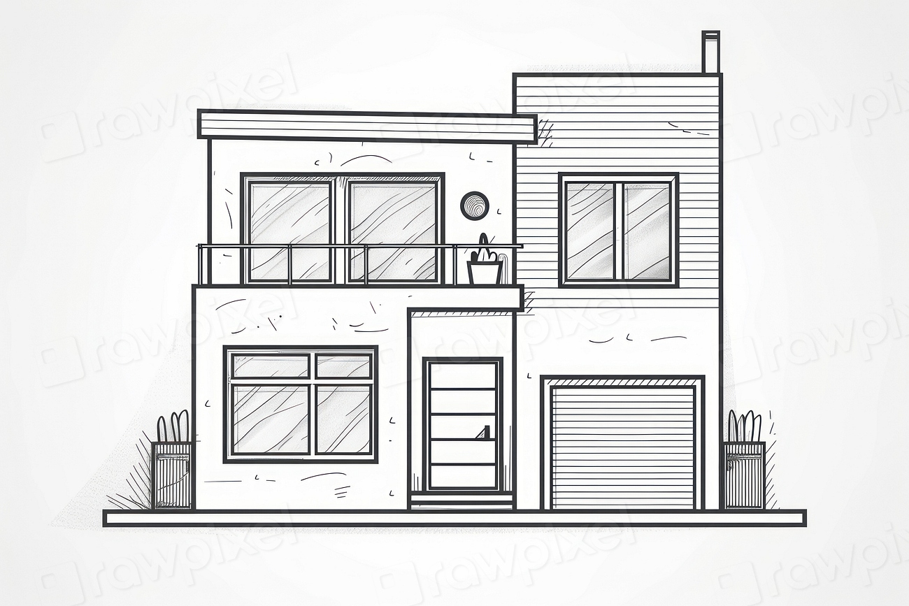 House drawing sketch diagram. | Free Photo Illustration - rawpixel