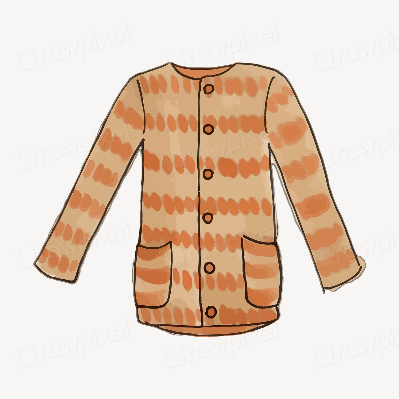 Brown cardigan clipart, fashion, watercolor | Free PSD - rawpixel