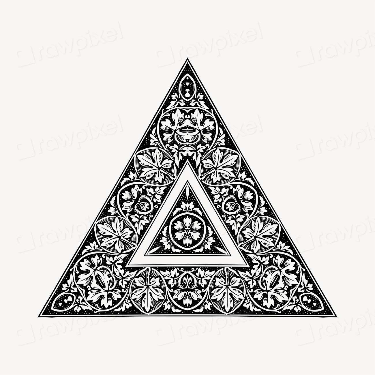 Vintage decorative triangle illustration clipart | Free Vector - rawpixel