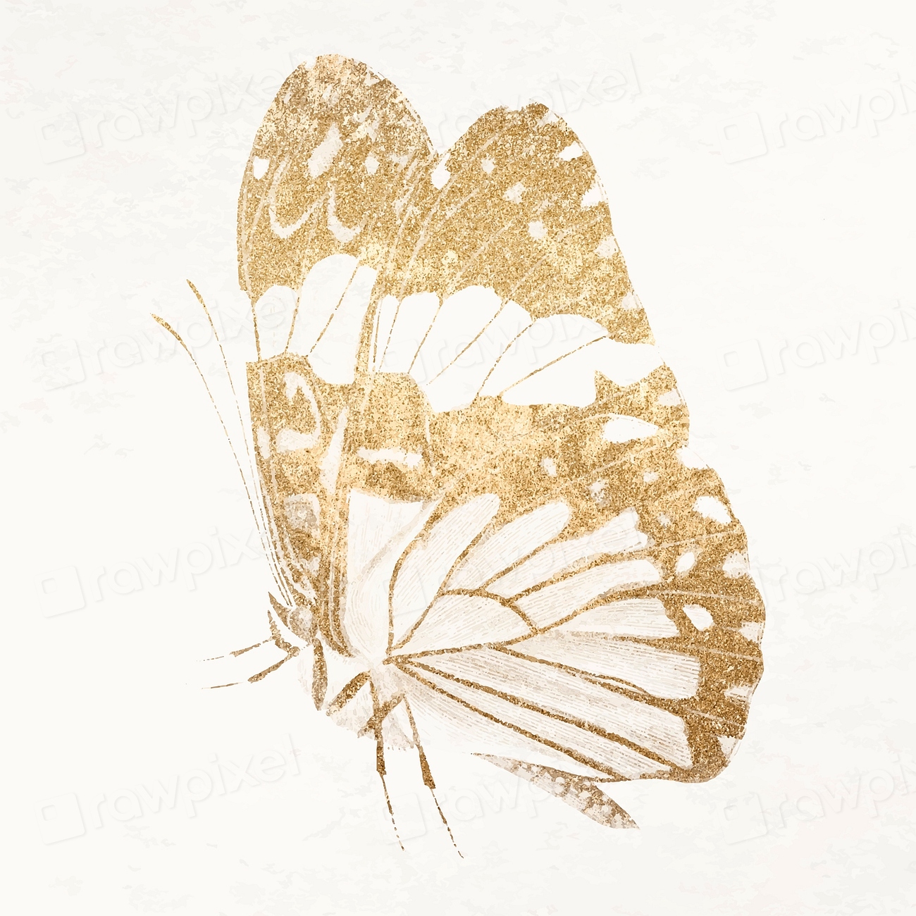 Gold butterfly illustration vector, remixed | Premium Vector ...