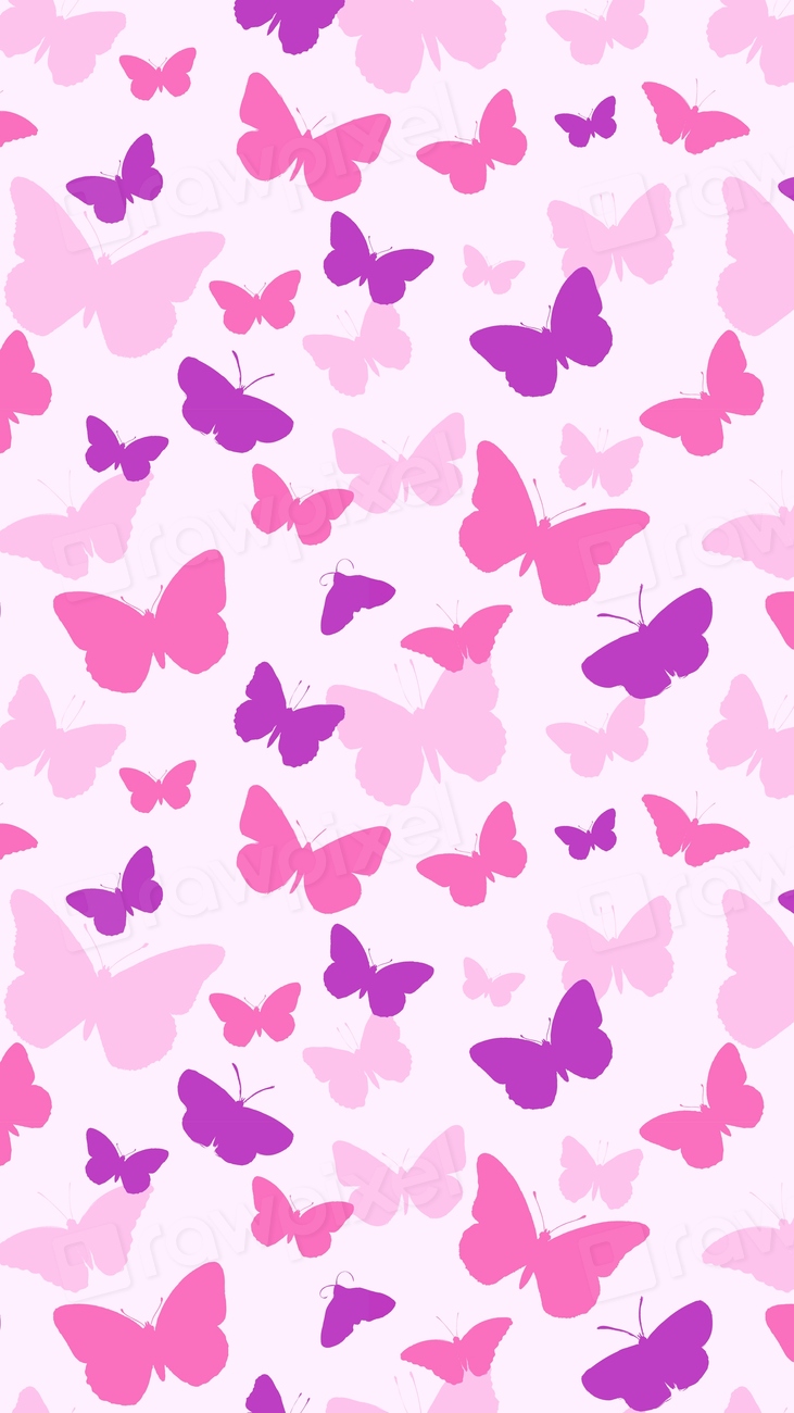 Pink butterfly iPhone wallpaper pattern | Free Photo - rawpixel