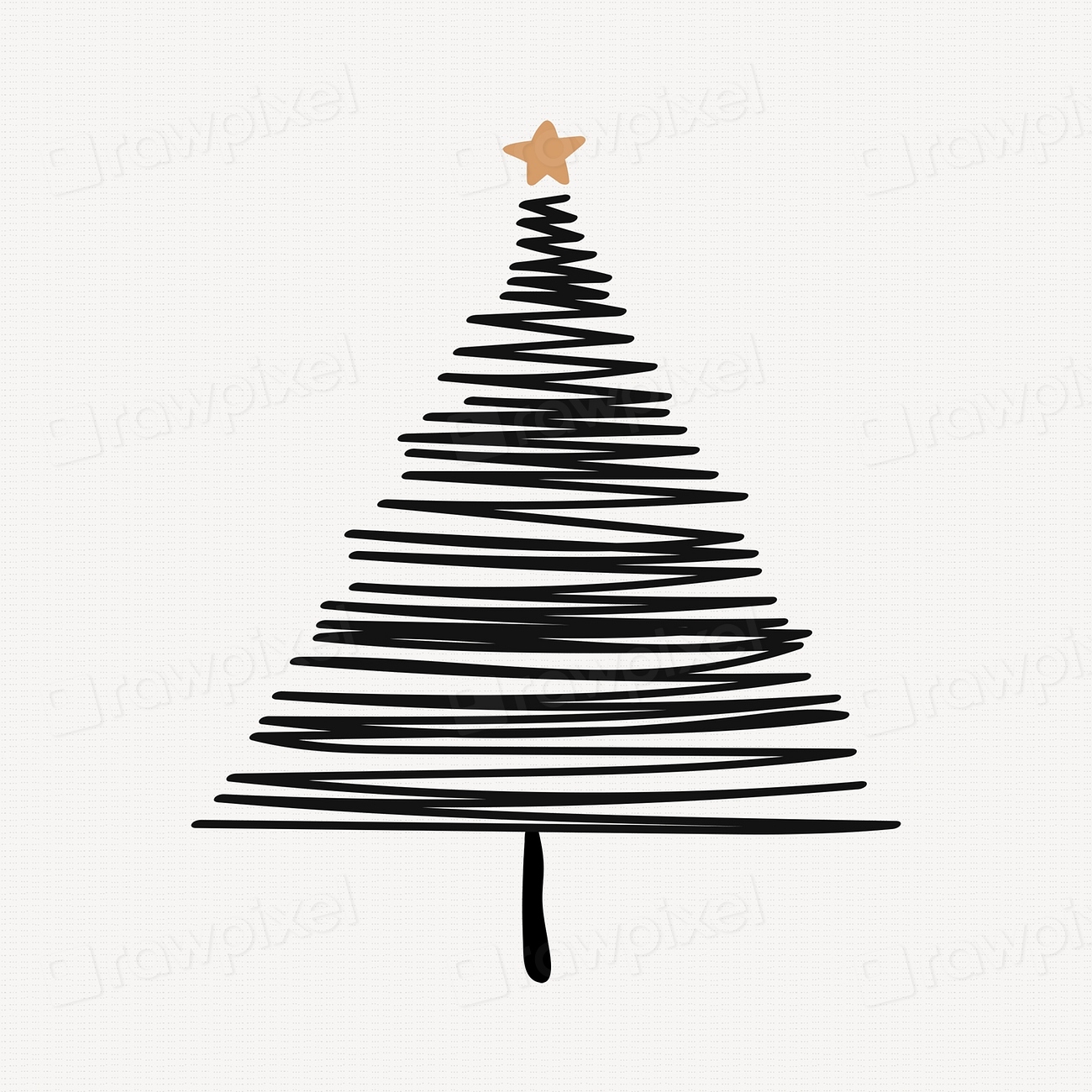 Pine Tree Sticker Christmas Doodle Premium Vector Illustration