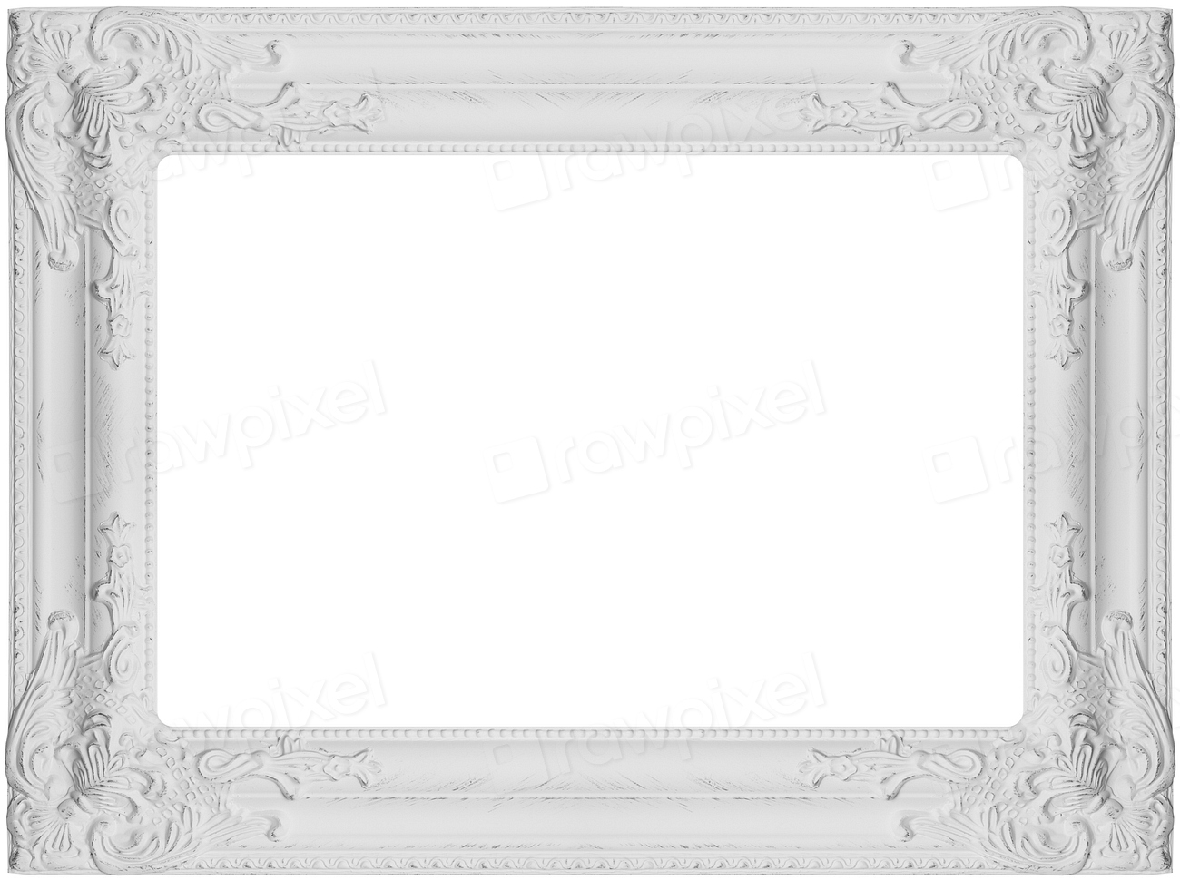 Carved white picture frame white Free Photo rawpixel