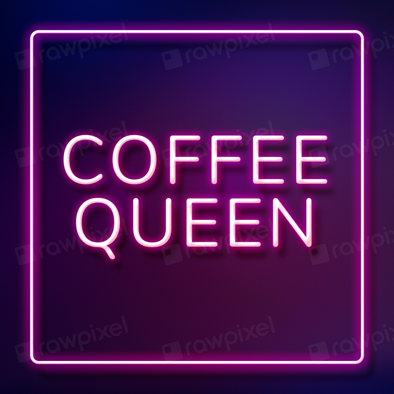 Frame coffee queen neon purple | Free Photo - rawpixel