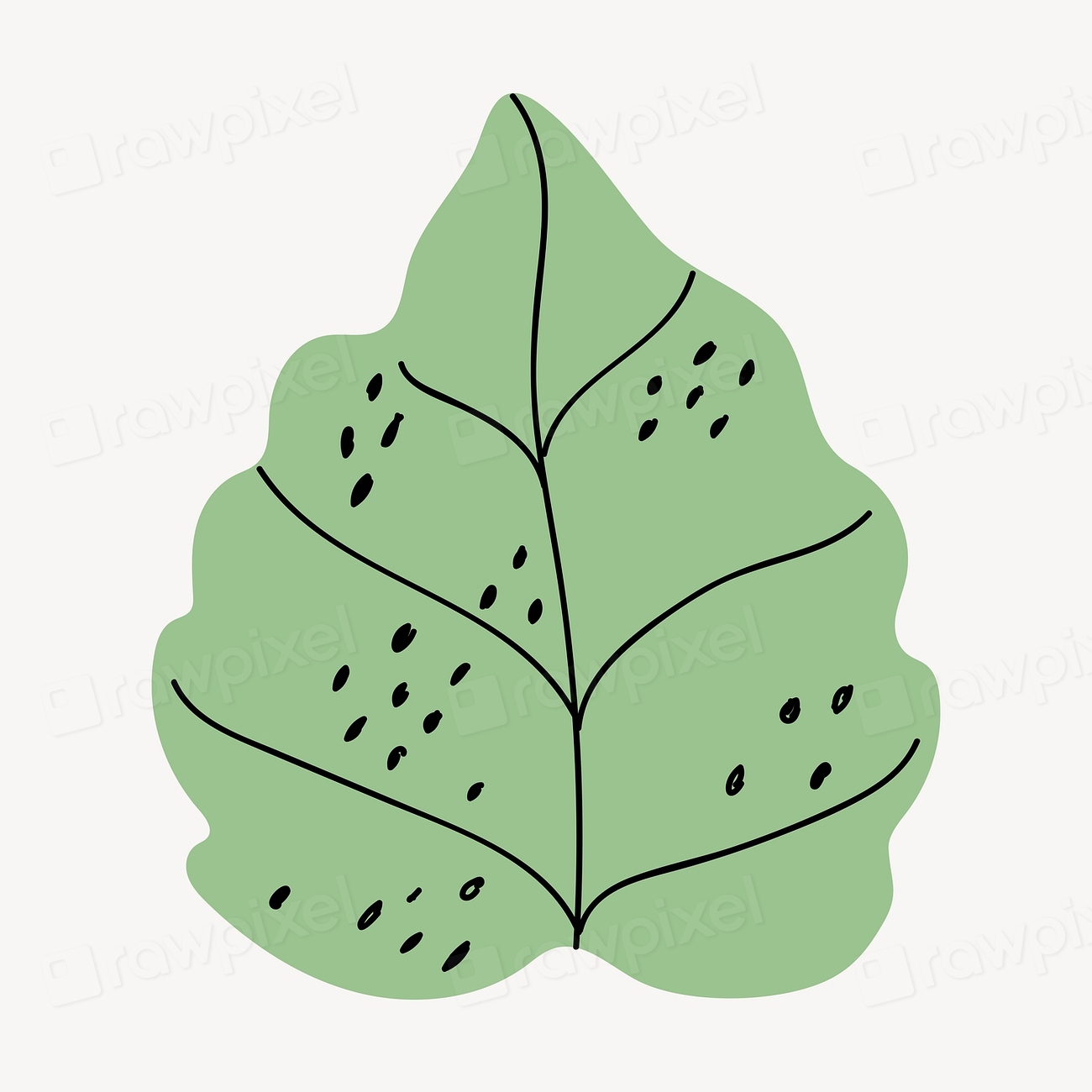 Aesthetic leaf sticker, botanical doodle Premium PSD rawpixel