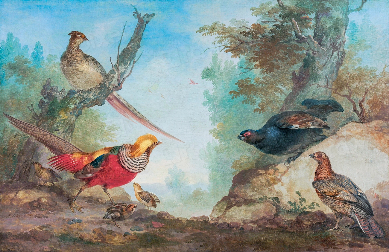 Pheasants (ca. 1730–1760) painting high | Free Photo Illustration ...