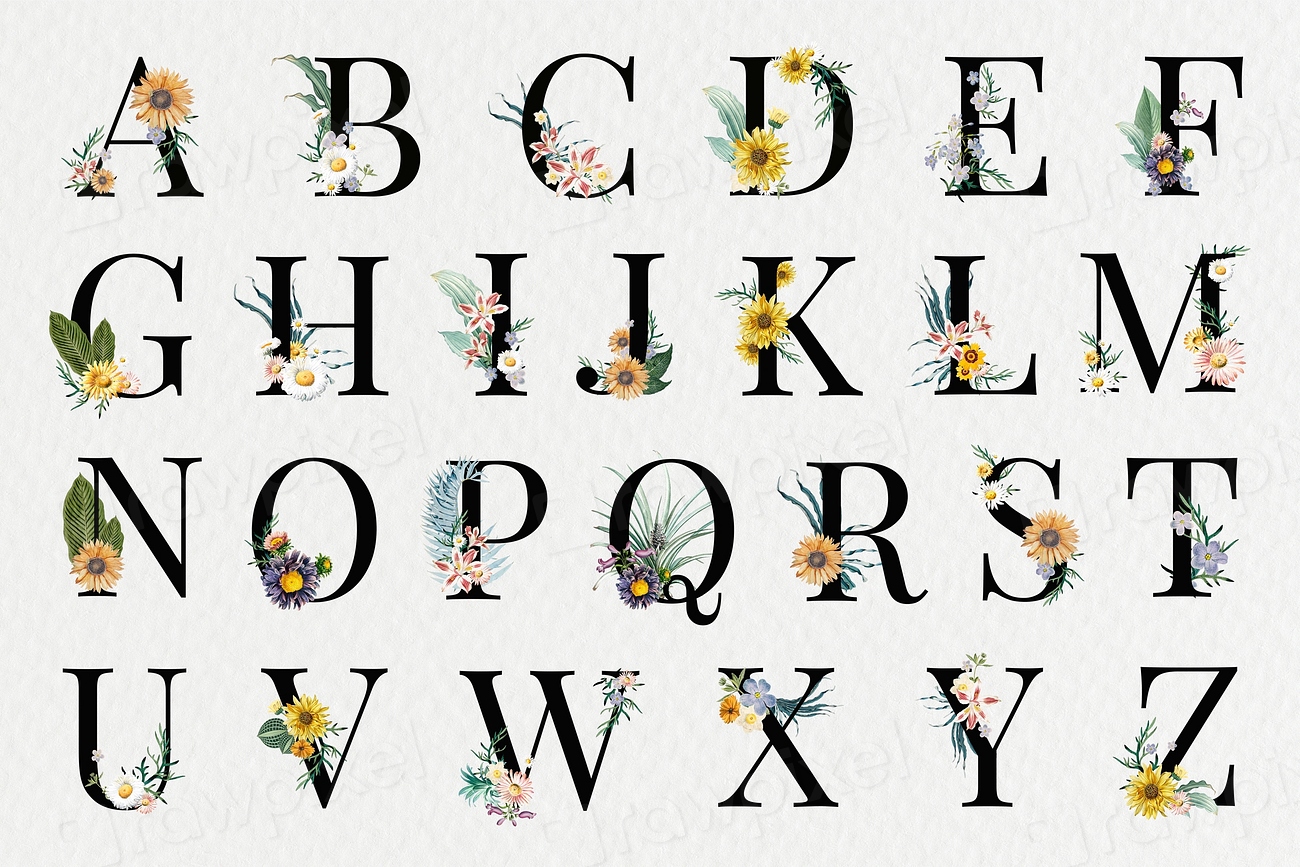 Psd floral a-z letters collection | Premium PSD - rawpixel