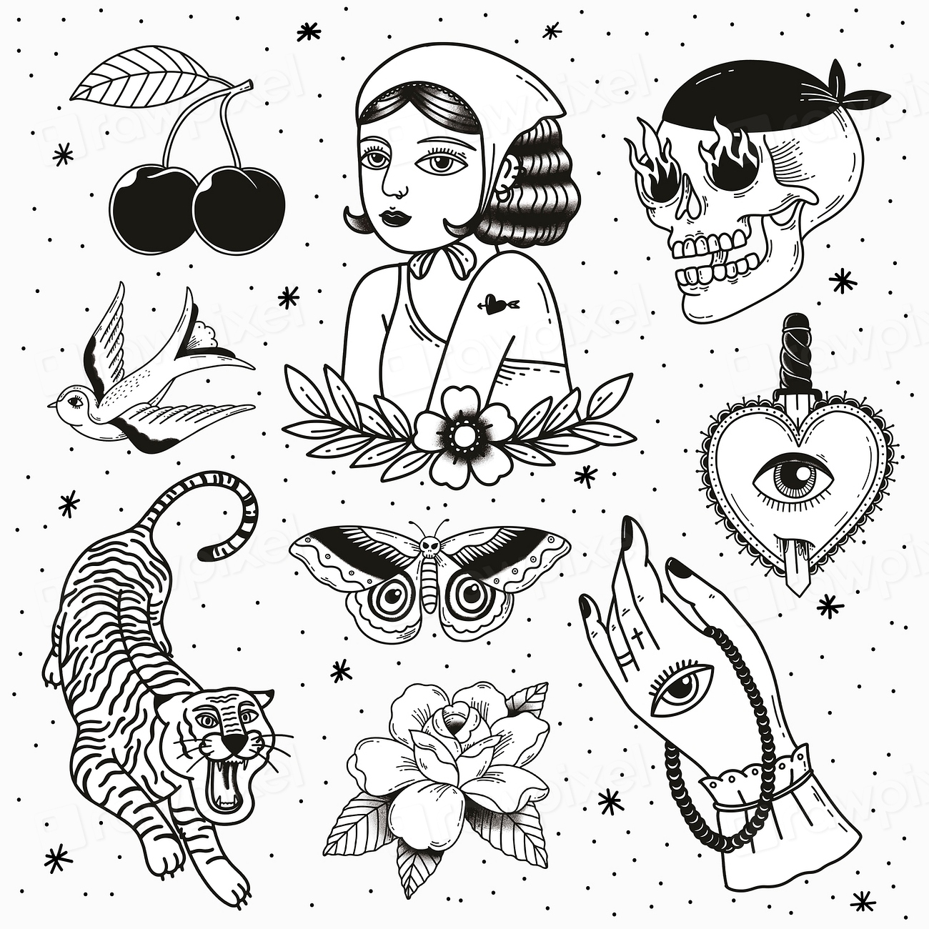 Black & white tattoo element | Premium PSD - rawpixel