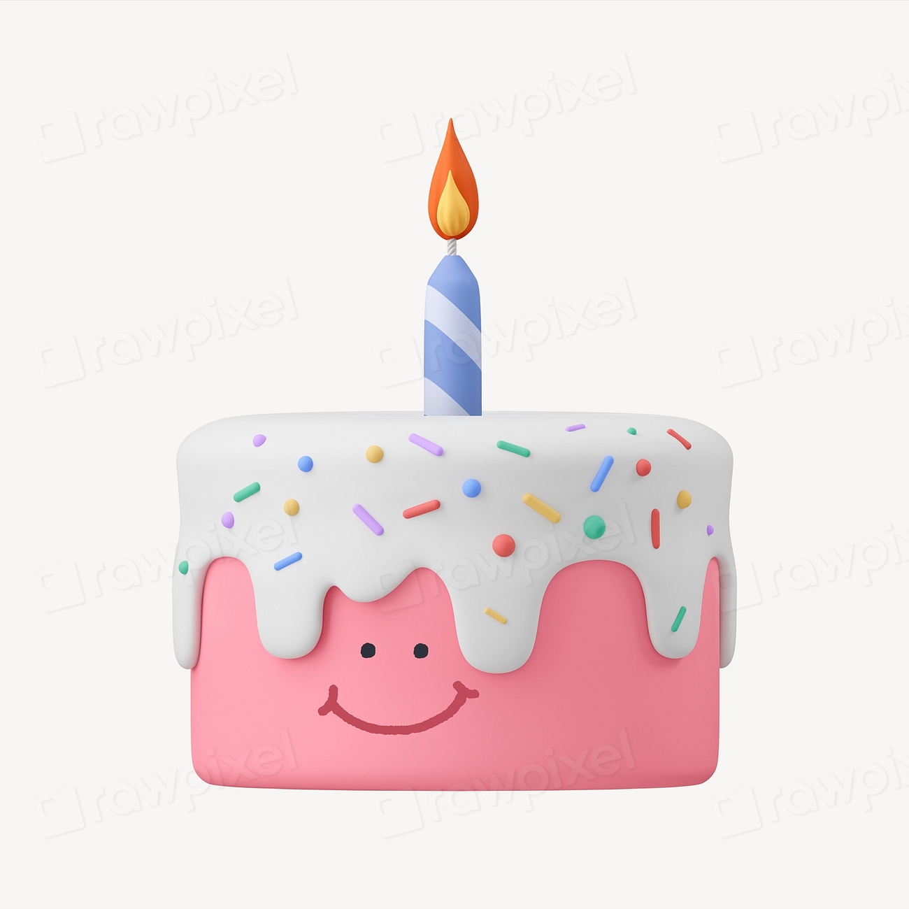 Smiling birthday cake, 3D emoticon Free Photo Illustration rawpixel