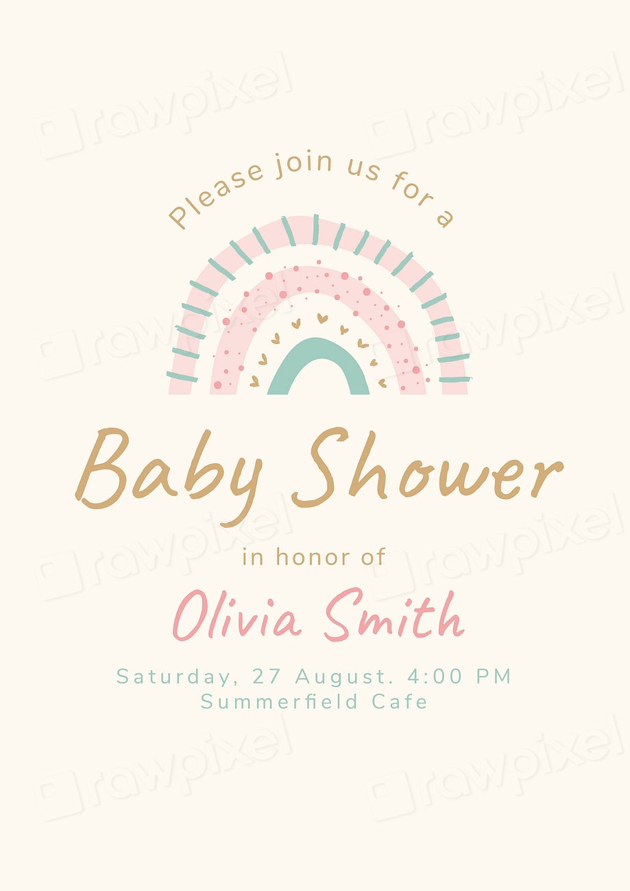 Baby shower invitation template, cute Premium Vector Template rawpixel