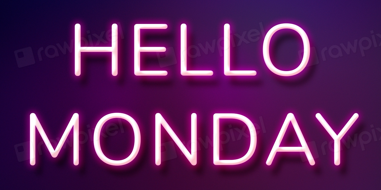 Glowing neon Hello Monday typography | Free Photo - rawpixel