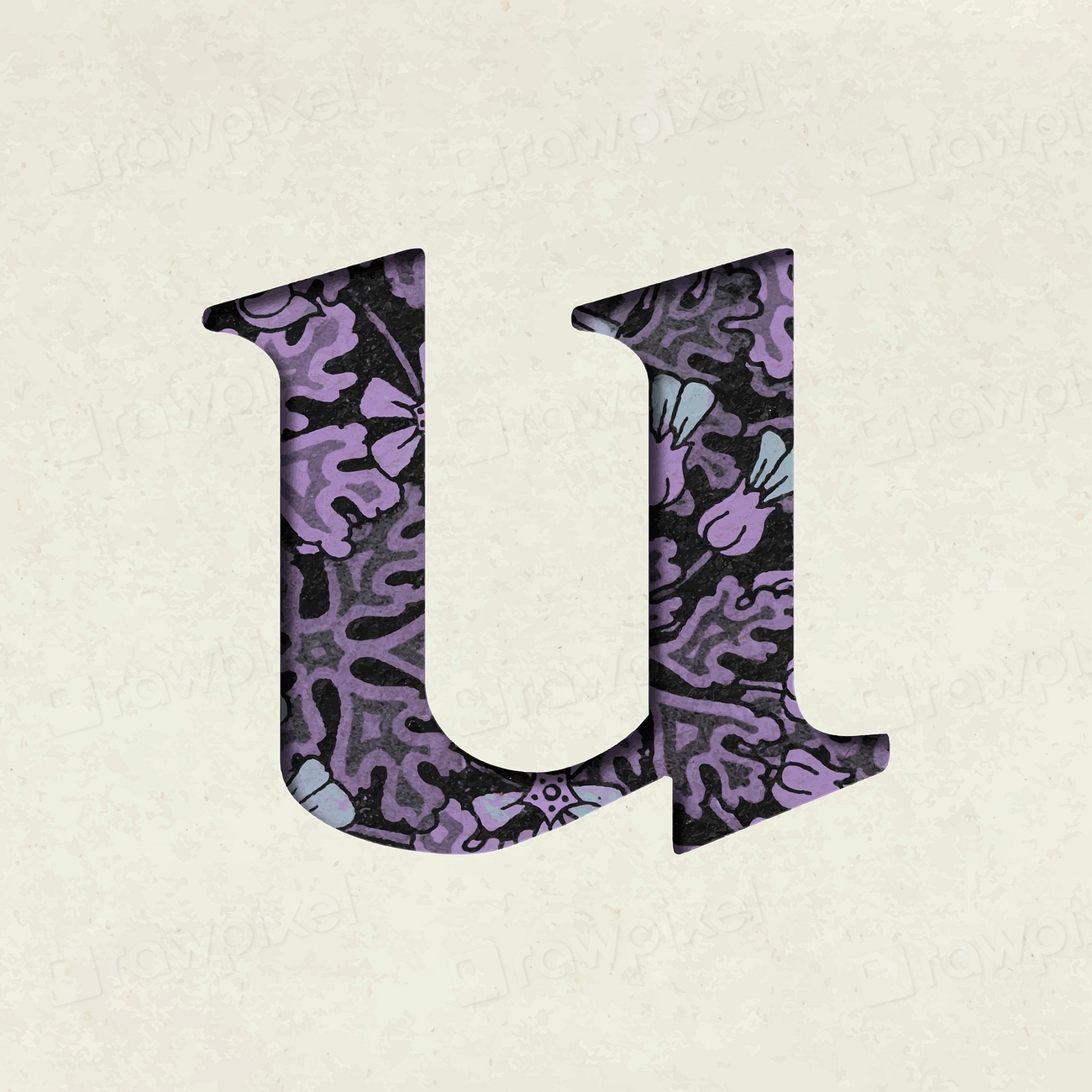 Vintage Floral Purple Lowercase Letter | Premium Vector - Rawpixel