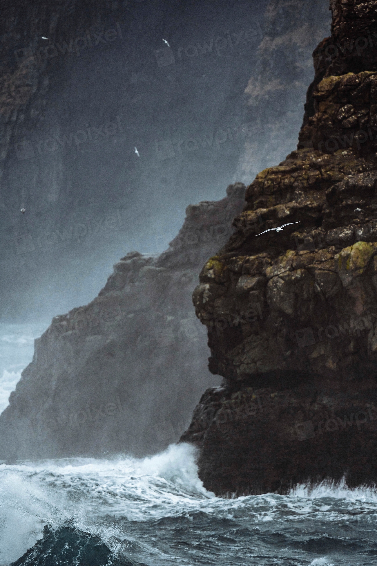 Stormy waves hitting cliffs Molin | Free Photo - rawpixel