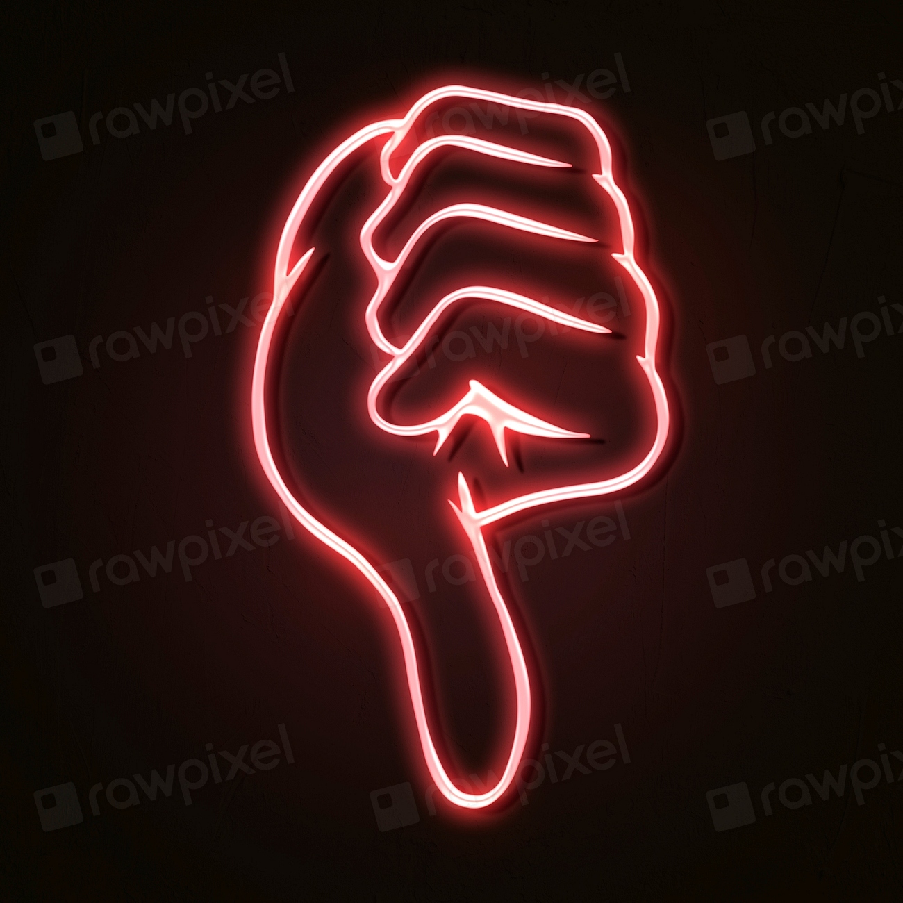 Neon pink hand thump down sticker | Free PSD Illustration - rawpixel