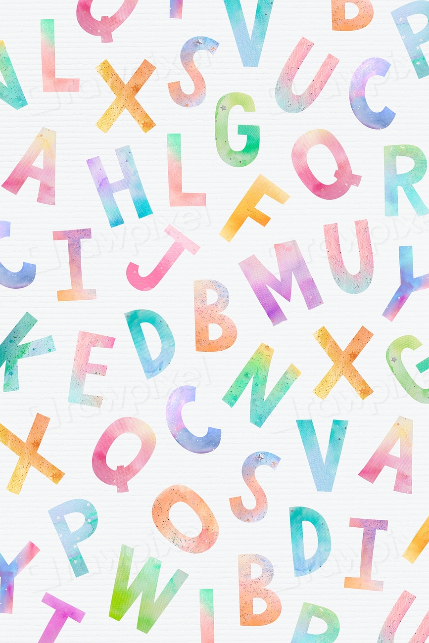 Watercolor letter pattern wallpaper vector | Premium Vector - rawpixel