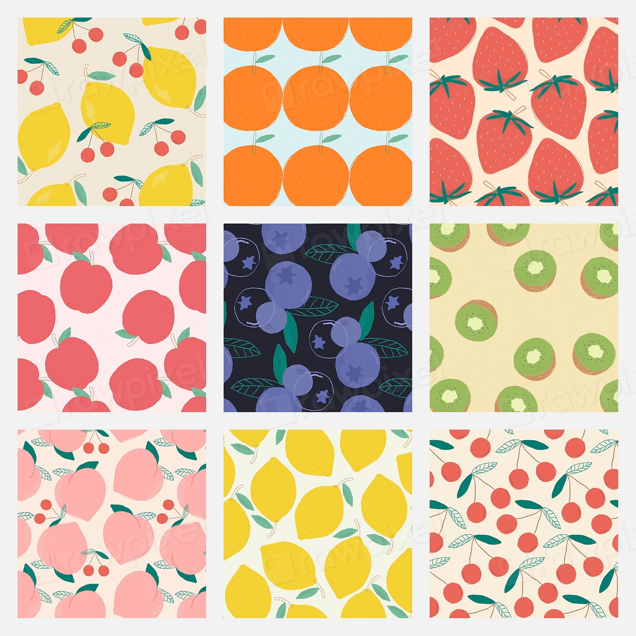 Fruit pattern pastel background set | Premium Photo - rawpixel