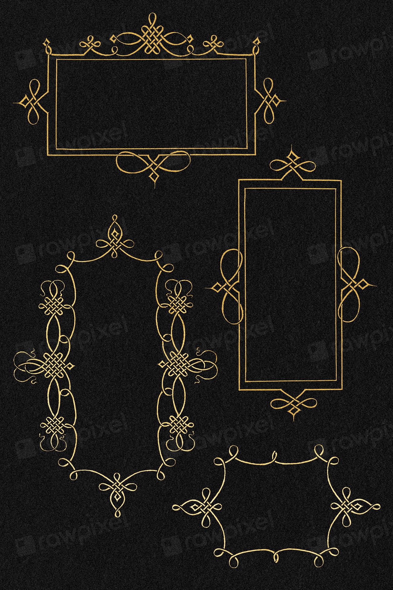 Gold filigree frame set psd, | Premium PSD - rawpixel