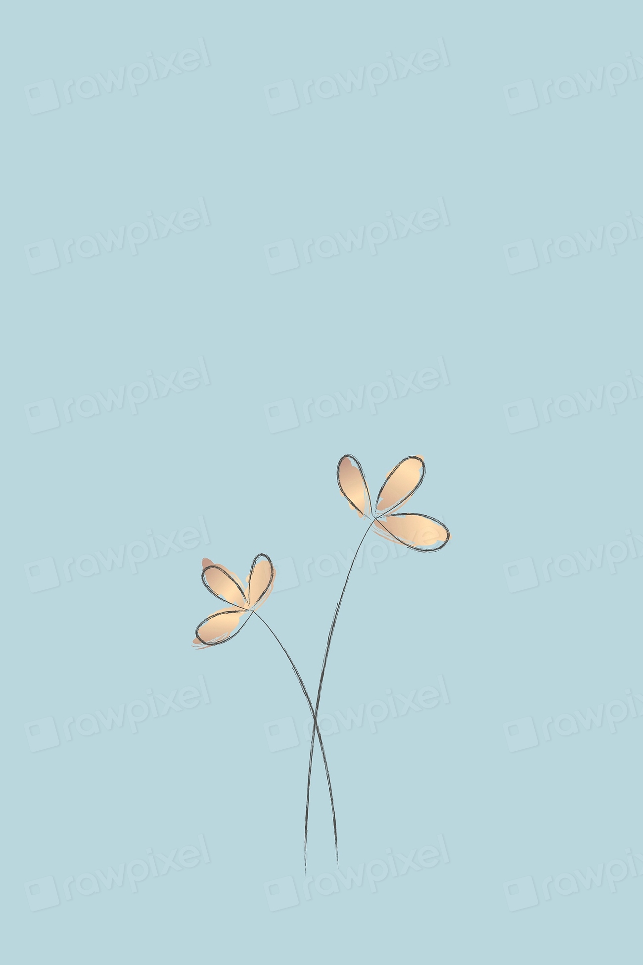 Doodle flower vector blue background | Premium Vector - rawpixel