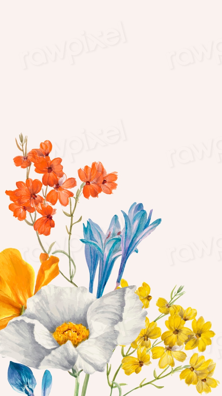 Floral mobile lockscreen wallpaper vector, | Premium Vector - rawpixel