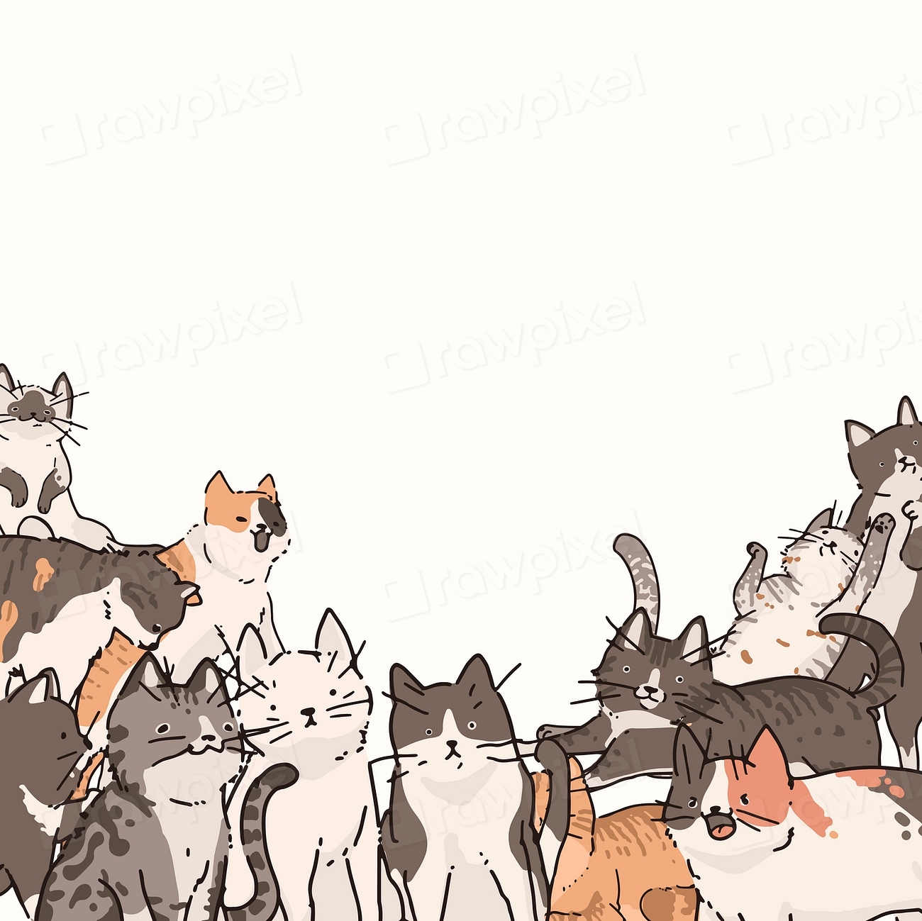 Cats doodle pattern background vector | Premium Vector Illustration ...