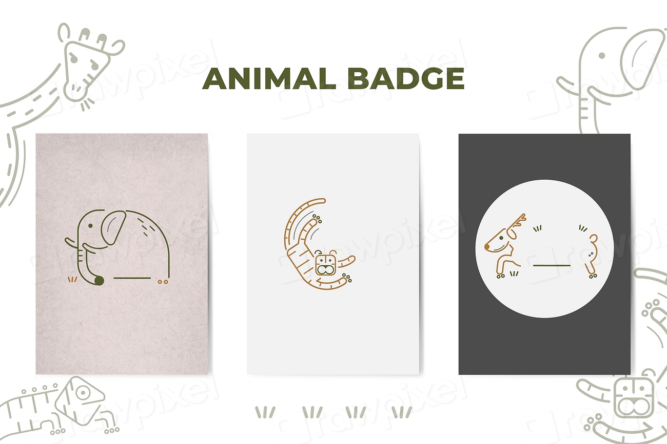 Animal badge design elements vector | Free Vector - rawpixel