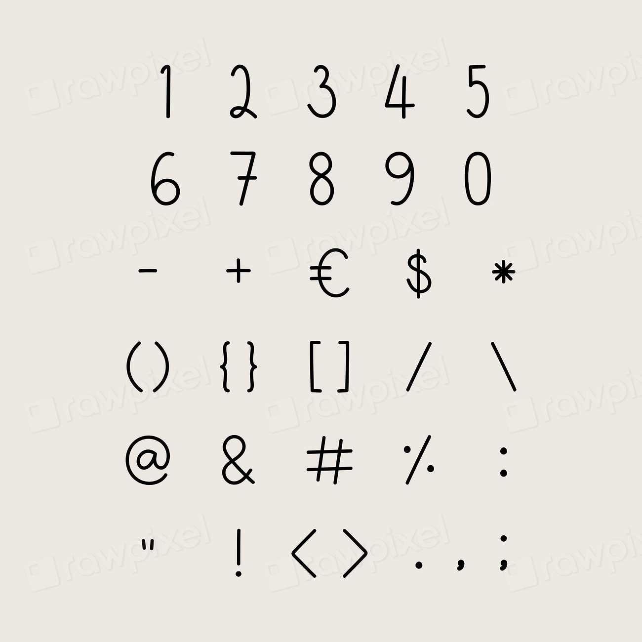 Styled numbers and symbol set | Premium Vector - rawpixel