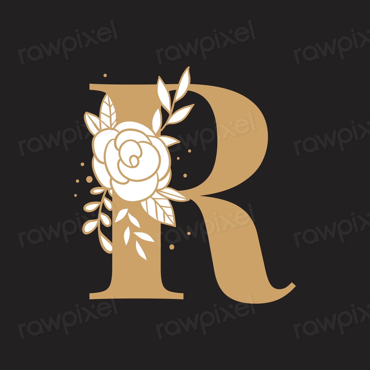 Floral letter R font typography | Free PSD - rawpixel