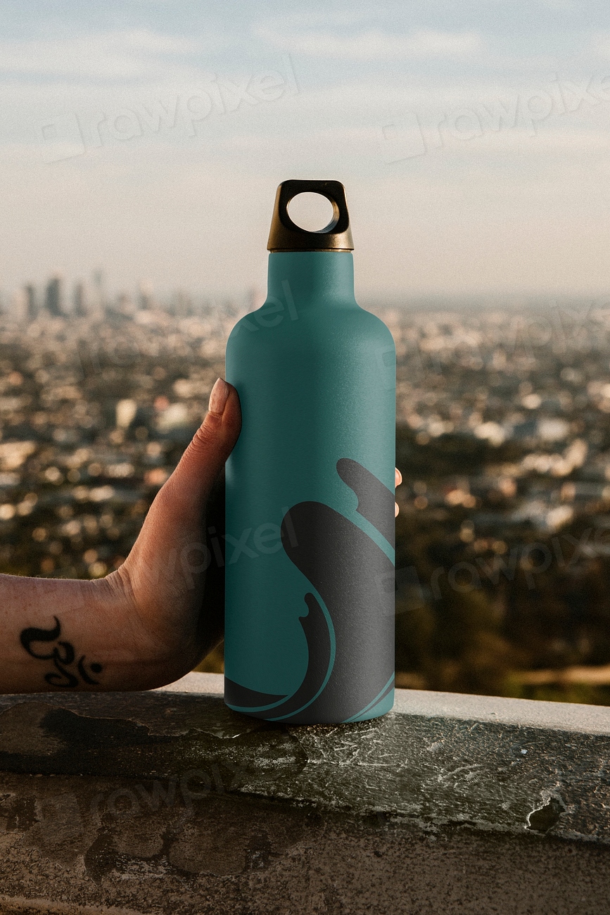 Stainless steel bottle mockup, portable, Premium PSD Mockup rawpixel