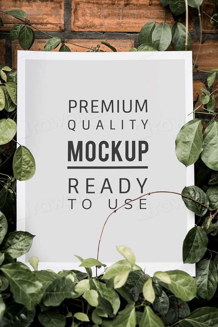 White poster mockup surrounded leaves | Premium PSD Mockup - rawpixel