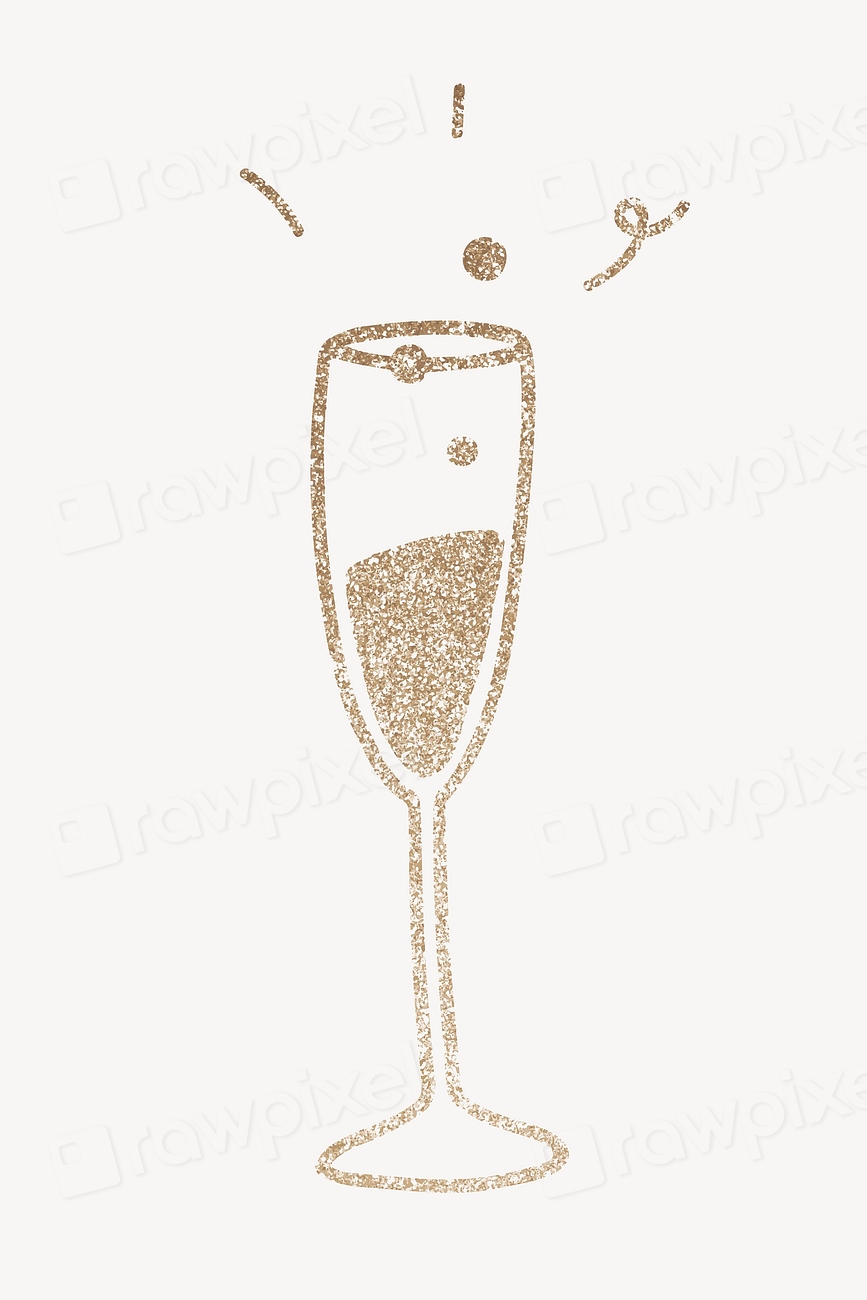 Champagne glass, gold glitter design Premium Photo rawpixel