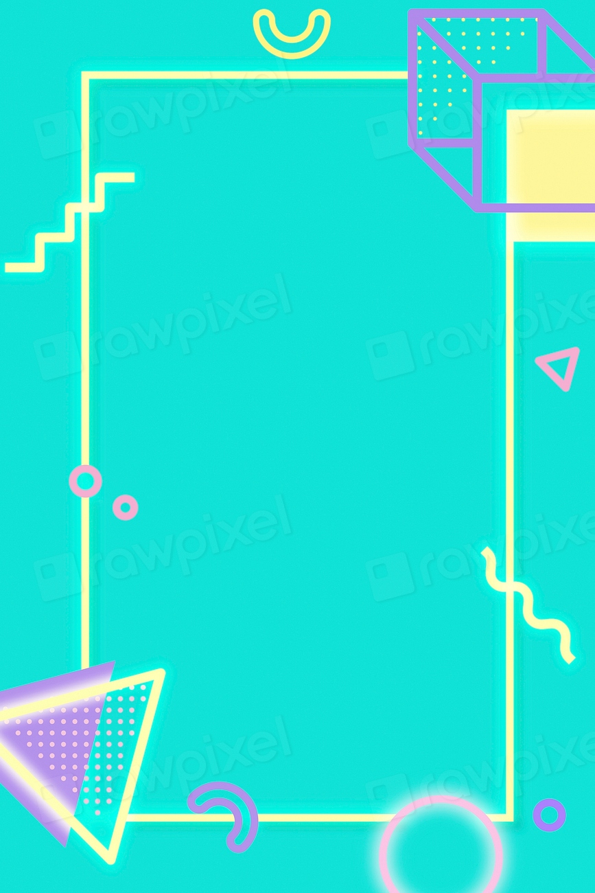 Colorful memphis frame background, teal Premium Photo rawpixel