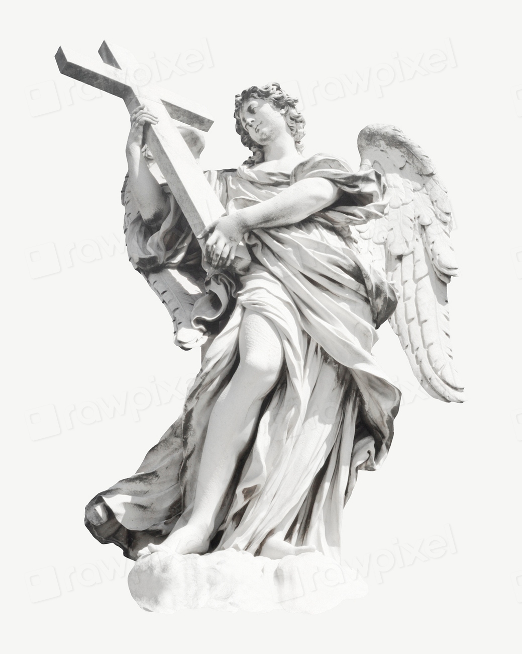 Angel Cross statue collage element Premium PSD rawpixel
