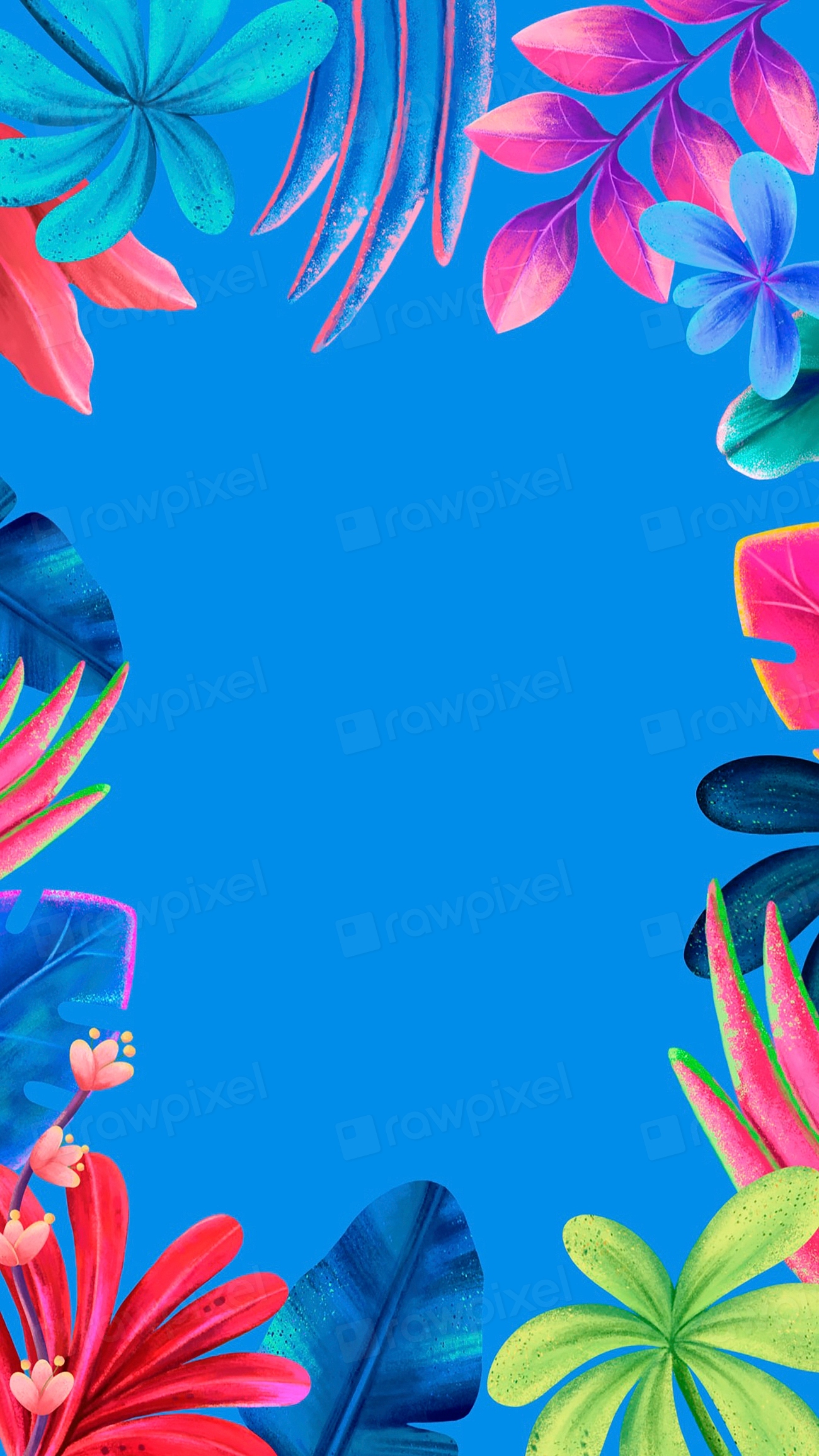 Blue iPhone wallpaper, tropical leaves | Premium Photo Illustration ...