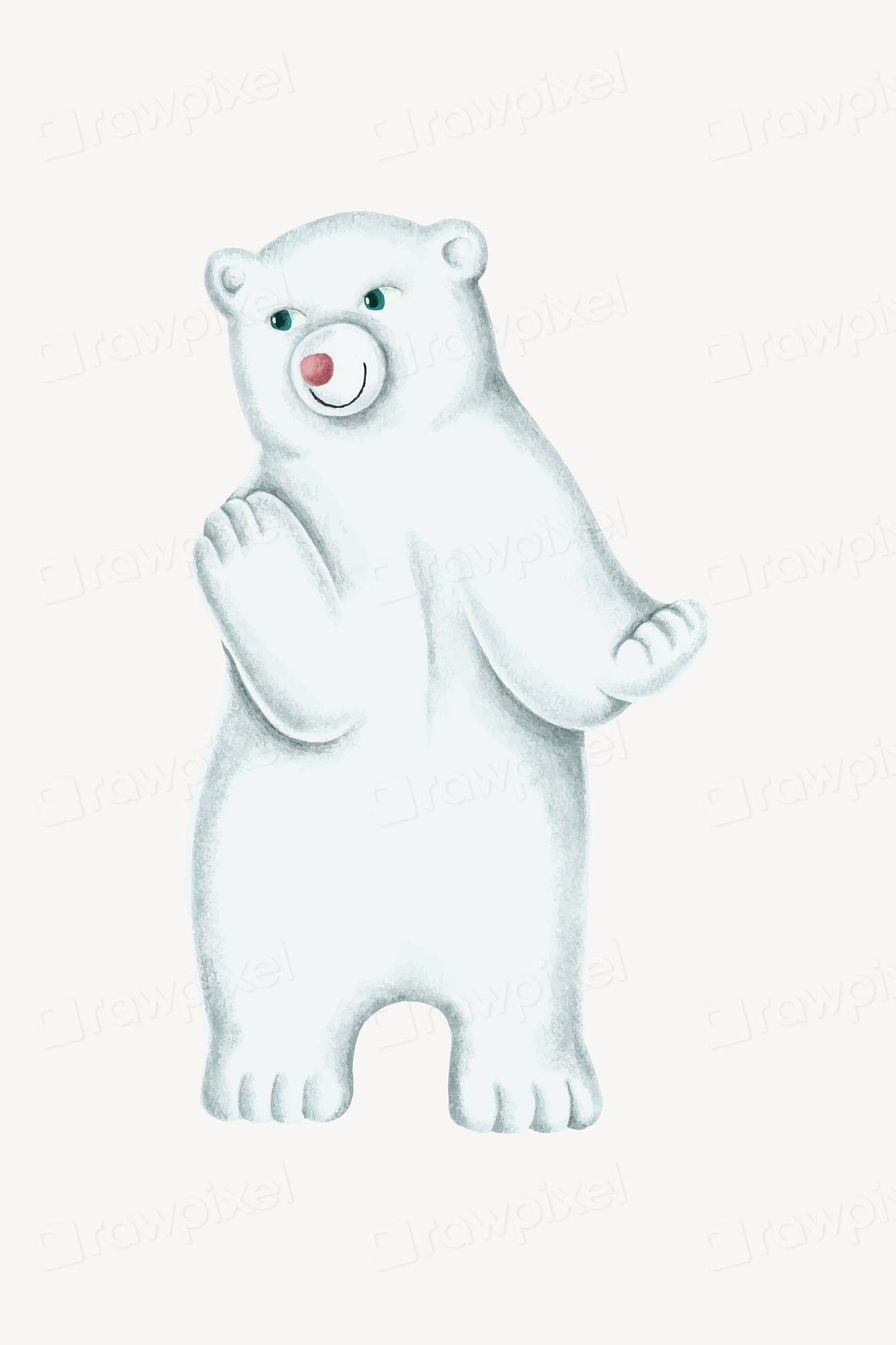 Hand-drawn white polar bear cub | Free Vector Illustration - rawpixel