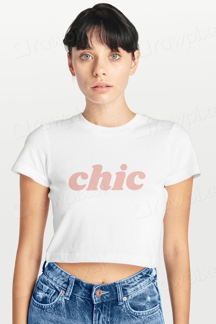 Women's white cropped top mockup | Premium PSD Mockup - rawpixel
