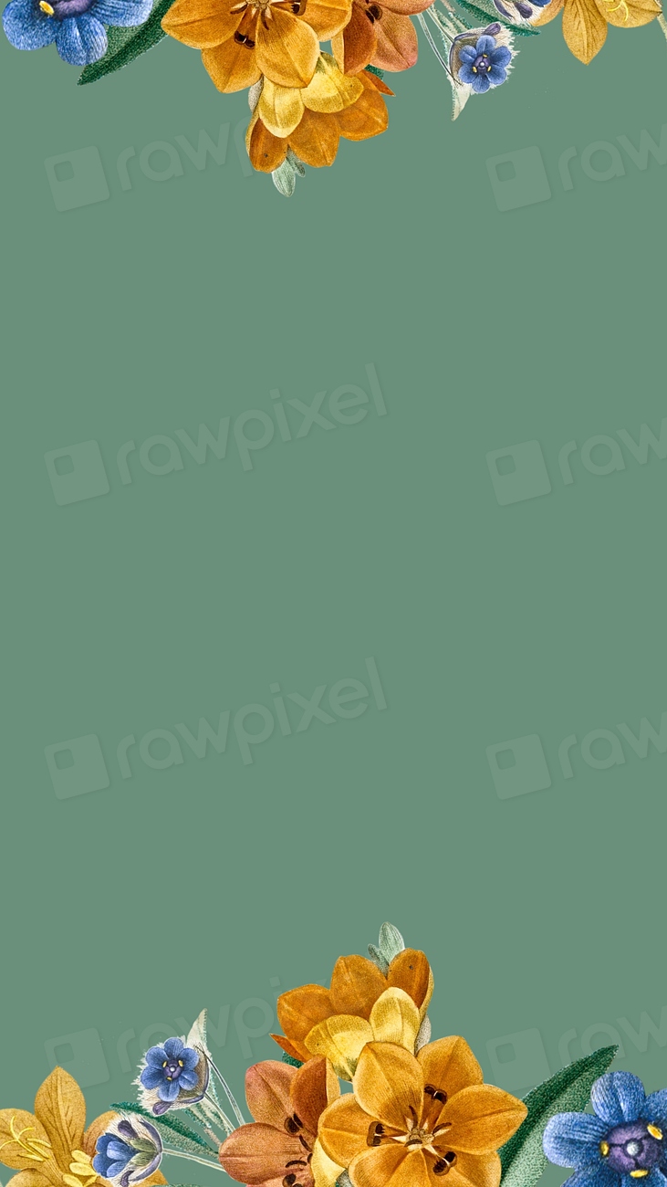 Floral border iPhone wallpaper, green Premium Photo rawpixel