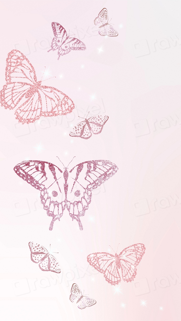 Feminine pink butterfly phone wallpaper Premium Photo rawpixel