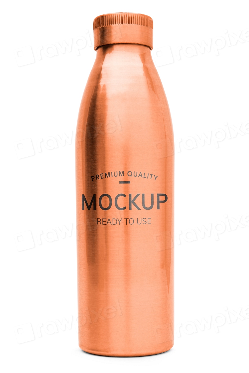 Metallic orange stainless steel bottle Premium PSD Mockup rawpixel