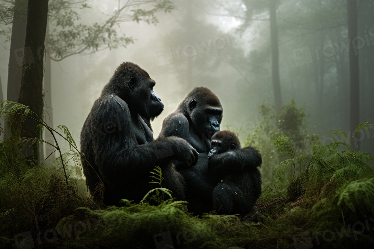 Gorilla troop jungle . | Free Photo - rawpixel