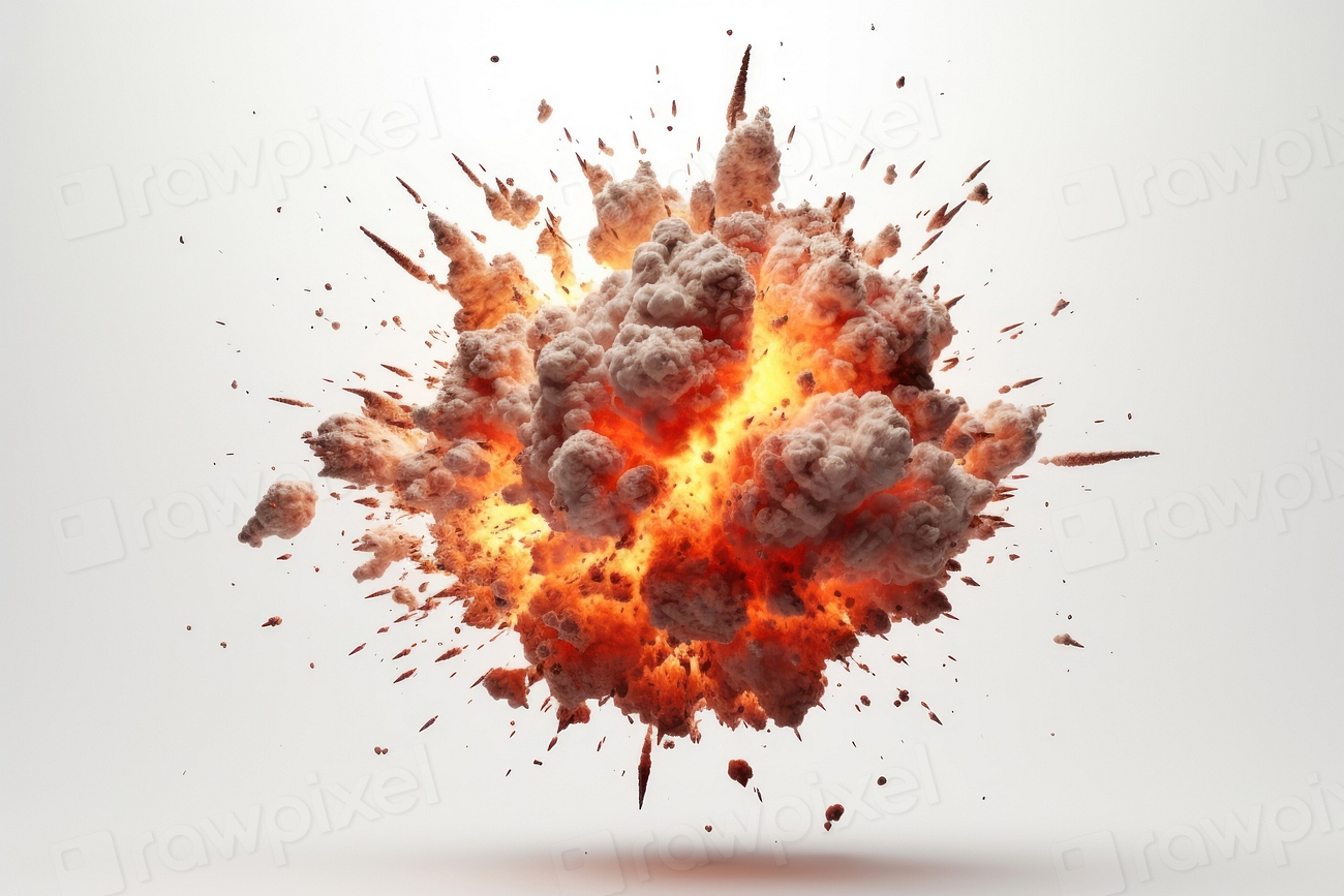 Explosion fire white background destruction. | Premium Photo ...