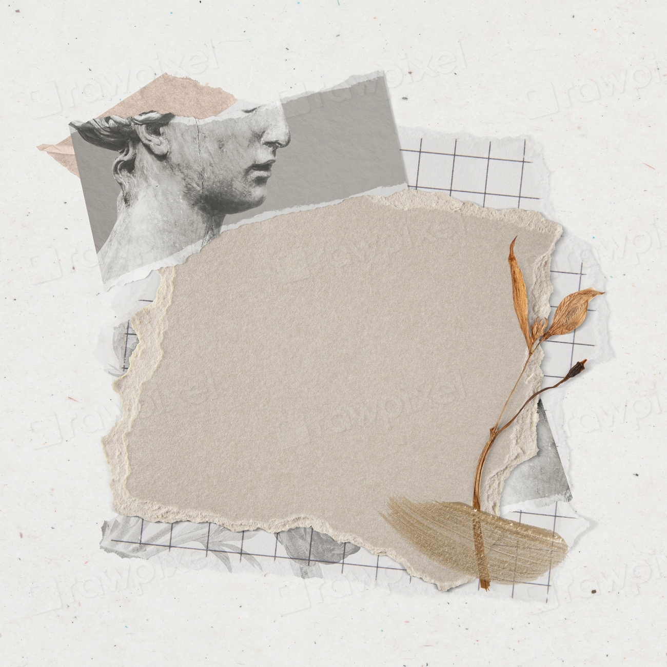 Feminine note ripped paper collage | Premium PSD Mockup - rawpixel