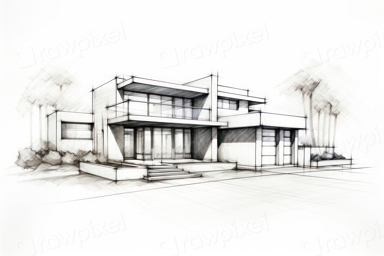 Sketch house drawing architecture Free Photo Illustration rawpixel