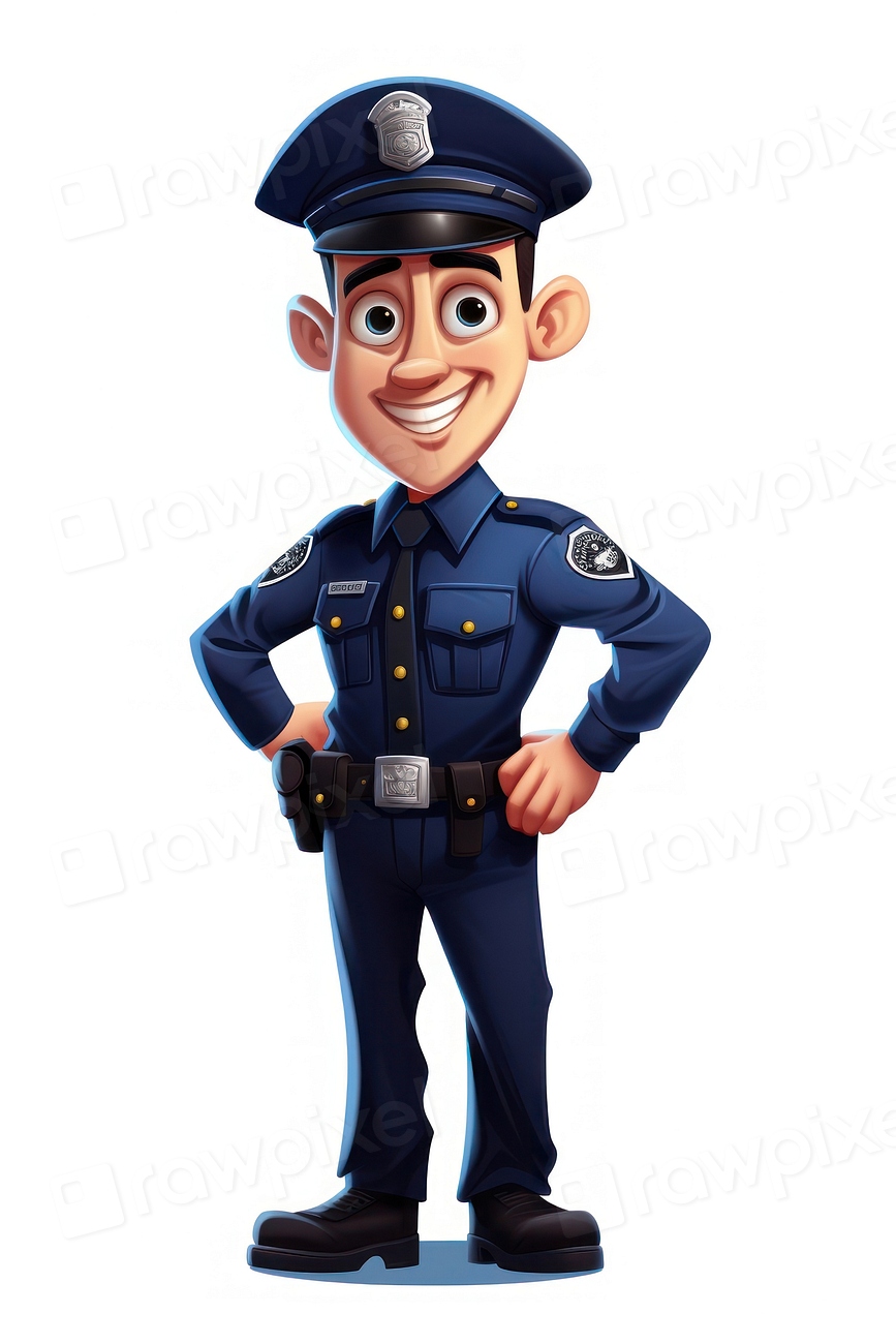 Police officer cartoon white background Premium Photo Illustration