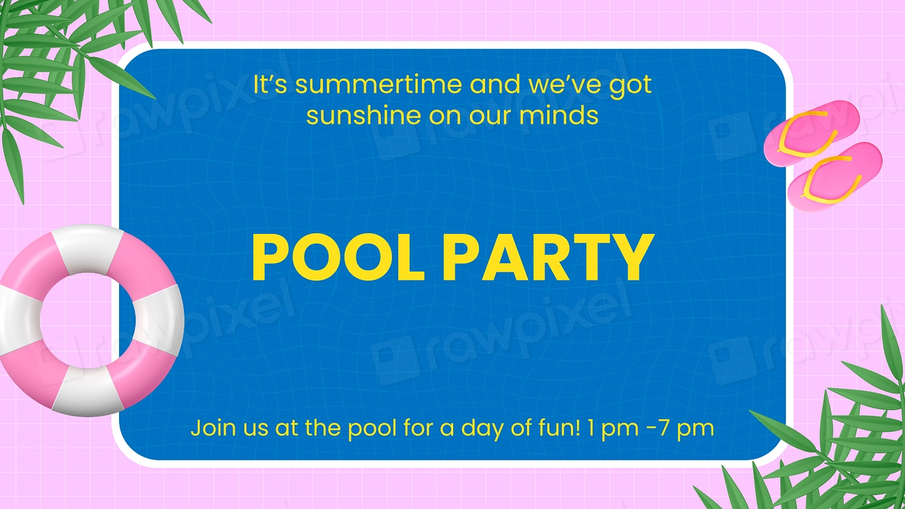 Pool party PowerPoint presentation template, Premium Vector Template