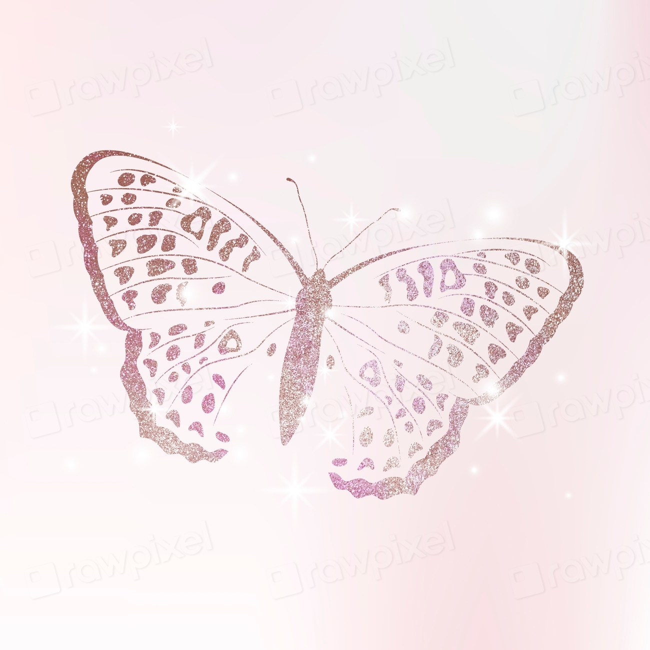 Pink holographic butterfly sticker, glitter | Premium Vector ...